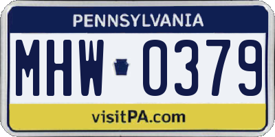 PA license plate MHW0379