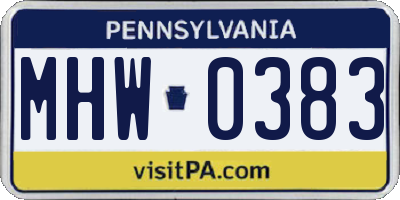 PA license plate MHW0383