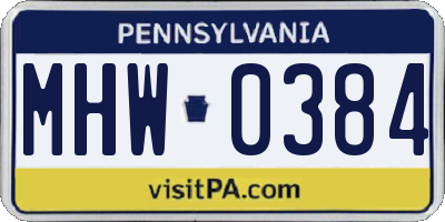 PA license plate MHW0384