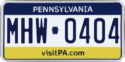 PA license plate MHW0404
