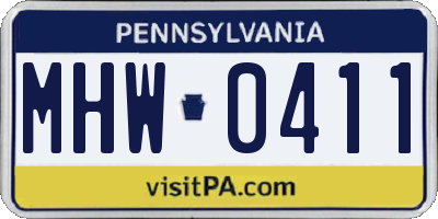 PA license plate MHW0411