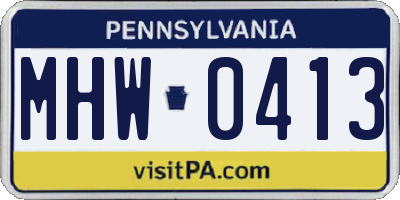 PA license plate MHW0413