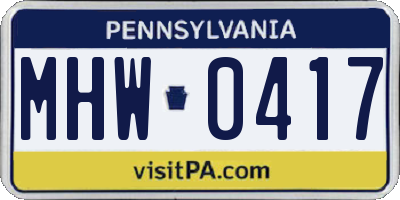 PA license plate MHW0417