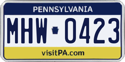 PA license plate MHW0423