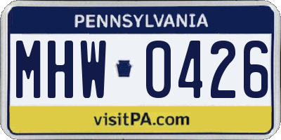 PA license plate MHW0426