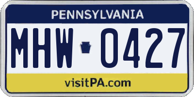 PA license plate MHW0427