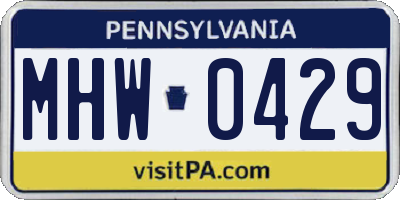 PA license plate MHW0429
