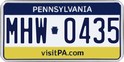 PA license plate MHW0435