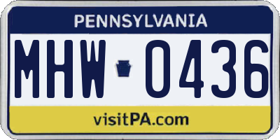 PA license plate MHW0436