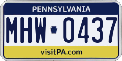 PA license plate MHW0437
