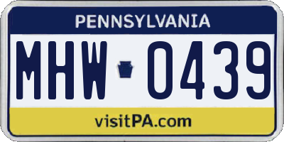 PA license plate MHW0439