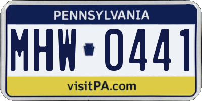 PA license plate MHW0441