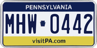 PA license plate MHW0442