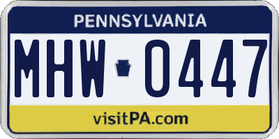 PA license plate MHW0447