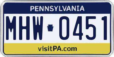 PA license plate MHW0451