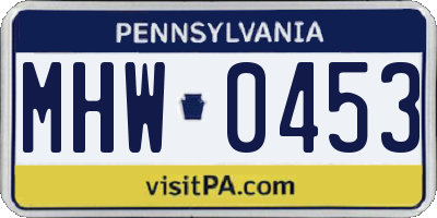 PA license plate MHW0453