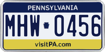 PA license plate MHW0456