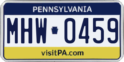 PA license plate MHW0459