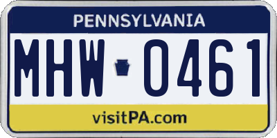 PA license plate MHW0461