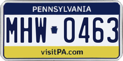 PA license plate MHW0463