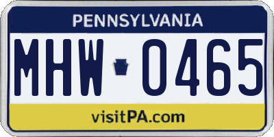PA license plate MHW0465