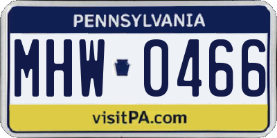 PA license plate MHW0466