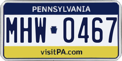 PA license plate MHW0467