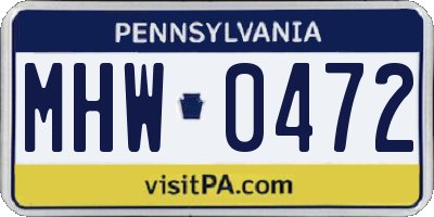 PA license plate MHW0472