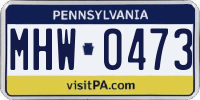 PA license plate MHW0473