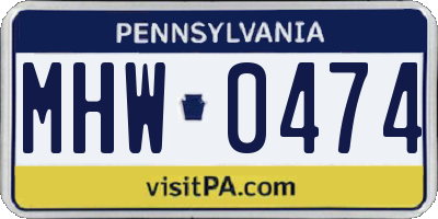 PA license plate MHW0474