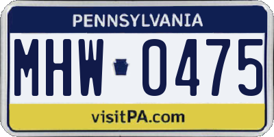 PA license plate MHW0475
