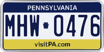 PA license plate MHW0476