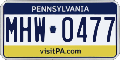 PA license plate MHW0477