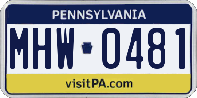 PA license plate MHW0481