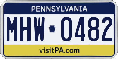 PA license plate MHW0482