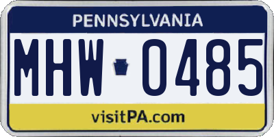 PA license plate MHW0485