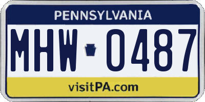 PA license plate MHW0487