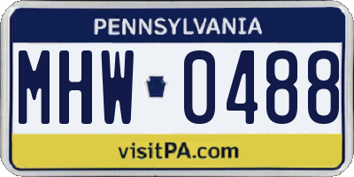 PA license plate MHW0488