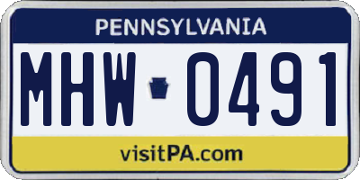 PA license plate MHW0491