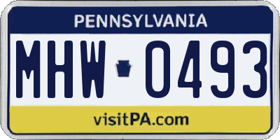 PA license plate MHW0493