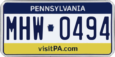 PA license plate MHW0494
