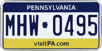 PA license plate MHW0495