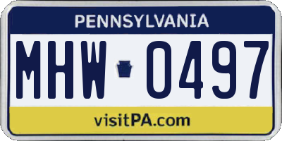 PA license plate MHW0497