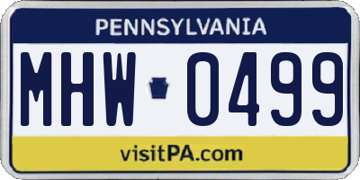 PA license plate MHW0499