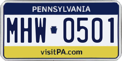 PA license plate MHW0501