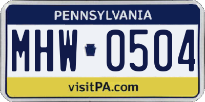 PA license plate MHW0504