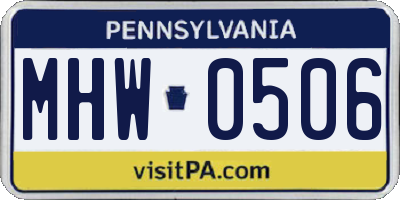 PA license plate MHW0506