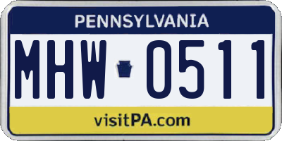 PA license plate MHW0511