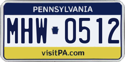 PA license plate MHW0512