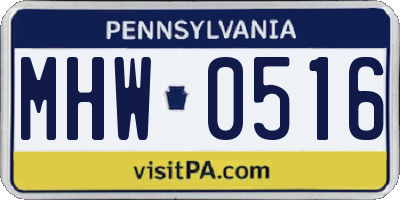 PA license plate MHW0516